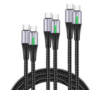 TECHGEAR Cavo USB C [confezione da 3 pezzi 0,3 + 1 + 2 m] 240 W PD3.1 ricarica super veloce tipo C a C LED indicatore luminoso cavo intrecciato per MacBook Pro, iPad Pro/Air, HP EliteBook, S25 S24