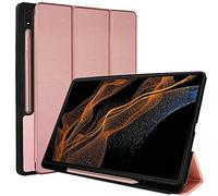 TECHGEAR Cover Compatible con Samsung Galaxy Tab S9 Ultra 14.6" 2023 (SM-X910 / SM-X916) Custodia Smart Case Tri-Fold [Compatibile con Penna] con Protezione d'angolo [Sveglia Automatica]- Oro Rosa