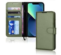 TECHGEAR Cover iPhone 13 - Custodia Portafoglio in Pelle Sintetica con TPU Antiurto, Funzione di Supporto con Slot per Schede e Cinturino da Polso per iPhone 13 (6,1 Pollici 2021)