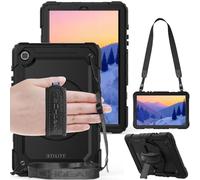 TECHGEAR Custodia Compatibile con Samsung Galaxy Tab S6 Lite 10.4" (SM-P610 /P613 /P610 /P619) Cover Antiurto Resistente Supporto Integrato Girevole, Cinturino a Mano e Tracolla Attaccabile - Nero
