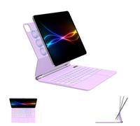 TECHGEAR Custodia con tastiera per Apple iPad Air 13" 2025/2024 supporto galleggiante magnetico touchpad multi-touch di precisione retroilluminazione 7 colori QWERTY per iPad Pro 12,9" 2018-2022