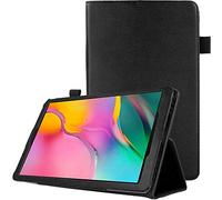 TECHGEAR Custodia in Pelle per Nuovo Samsung Galaxy Tab A 10.1" 2019 (SM-T510 / SM-T515) Custodia Protettiva di alta qualità in PU Pelle con supporto e cinturino a mano [Nero]