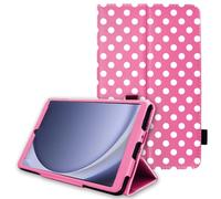 TECHGEAR Custodia in pelle per Samsung Galaxy Tab A9 8,7" (SM-X110 / SM-X115) Premium PU pelle sottile Folio Stand Case Cover con cinturino da polso [Polka/Rosa]
