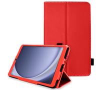 TECHGEAR Custodia in pelle per Samsung Galaxy Tab A9 8,7" (SM-X110 / SM-X115) Premium PU pelle sottile Folio Stand Case Cover con cinturino da polso [Rosso]