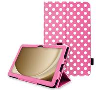 TECHGEAR Custodia in pelle per Samsung Galaxy Tab A9 Plus 11" (SM-X210 / SM-X215) Premium PU pelle sottile Folio Stand Smart Case Cover con cinturino da polso, Auto Sleep/Wake [Polka/Rosa]