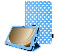 TECHGEAR Custodia in pelle per Samsung Galaxy Tab A9 Plus 11" (SM-X210 / SM-X215) Premium PU pelle sottile Folio Stand Smart Case Cover con cinturino da polso, Auto Sleep/Wake [Polka/Azzurro]