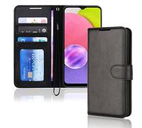 TECHGEAR Custodia in Pelle RedMi A1, Cover Libro Protettiva con Slot per Schede, Supporto e Cinturino da Polso - Pelle Sintetica per Xiaomi RedMi A1 Cover Portafoglio (Nero)