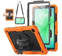 TECHGEAR Custodia multiuso per Samsung Galaxy Tab A11 Plus / A11+ 11" (SM-X230 / SM-X236), robusta e resistente, antiurto, supporto girevole a 360°, cinturino da polso e tracolla staccabile, arancione