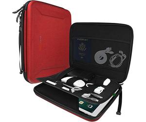 TECHGEAR Custodia Organizzatore - Cover Rigida Protettiva con Cerniera, Borsa da Trasporto per iPad PRO 12.9" 2021/2020/2017, Surface PRO X 7 6 4 3, Samsung Tab S7+ e per Altri - Rosso