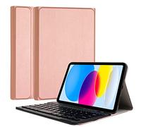 TECHGEAR Custodia per tastiera compatibile con iPad di 11a e 10a generazione Strike FOLIO in pelle PU con tastiera QWERTY wireless Bluetooth staccabile per iPad (A16) 11" 2025/11" 2022 (oro rosa)