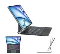 TECHGEAR Custodia per tastiera per Apple iPad Air 13" 2025/2024, supporto magnetico galleggiante, trackpad multi-touch di precisione, retroilluminazione a 7 colori, QWERTY, per iPad Pro 12,9" 2018