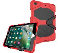TECHGEAR Custodia Robusta Compatibile con iPad 9.7" 2018/2017 (6/5 Generazione) Resistente agli Urti e all'impatto - Cover con Supporto per i Bambini, Lavoro e Scuola [Rosso]