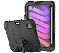 TECHGEAR Custodia Robusta Compatibile con iPad Mini 6 Resistente agli Urti e all'impatto - Cover con Supporto per i Bambini, Lavoro e Scuola [Nero]