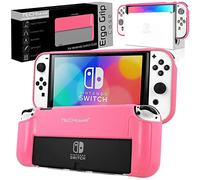 TECHGEAR Ergo Grip - Custodia per Nintendo Switch OLED, morbida cover posteriore protettiva in silicone TPU, impugnature ergonomiche e imbottite, compatibile con supporto e Joy-Con [leggera,
