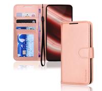 TECHGEAR for Nothing Phone 2a - Custodia a portafoglio in pelle PU con blocco RFID, con porta carte di credito, supporto e cinturino da polso, in pelle PU oro rosa con chiusura magnetica