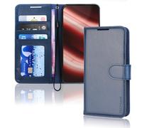 TECHGEAR for Nothing Phone 2a - Custodia a portafoglio in pelle sintetica con blocco RFID, con porta carte di credito, supporto e cinturino da polso, in pelle PU blu con chiusura magnetica