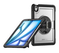 TECHGEAR JOLT-SHELL - Custodia per Apple iPad Air 11" 2024 (M2) di sesta generazione, robusta, robusta, sottile, antiurto, con supporto rotante a 360 gradi e custodia con cinturino da polso,