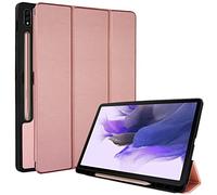 TECHGEAR Smart Cover Compatible con Samsung Galaxy Tab S7 Fe 12.4" 2021 (SM-T730 / SM/T736) - Custodia Protettiva in PU Pelle con Protezione d'angolo [Ligero] - Oro Rosa