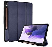 TECHGEAR Smart Cover Compatible con Samsung Galaxy Tab S7 FE 12.4" 2021 (SM-T730 / SM/T736) - Custodia Protettiva in PU Pelle con protezione d'angolo [Ligero] - Blu Marino