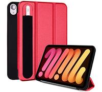 TECHGEAR Smart Cover per iPad Mini 6 [Compatibile con Pencil] Custodia Protettiva Mini 6 2021 in PU Pelle con Protezione d'angolo [Auto Sveglia/Sonno] - Rosso