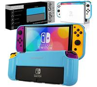 TECHGEAR Switch OLED Custodia, Cover protettiva morbida da utilizzare sulla console Nintendo Switch OLED con impugnature imbottite integrate [Leggere, Resistenti e Flessibili] - Blu
