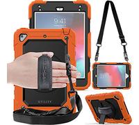 TECHGEAR UTILITY Custodia Compatibile con Apple iPad Mini 5 2019 / iPad Mini 4 Custodia Antiurto Resistente supporto integrato girevole a 360 gradi, cinturino a mano e tracolla attaccabile - Arancione