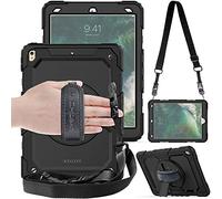 TECHGEAR UTILITY Custodia Compatibile con iPad Air 3 2019 / iPad Pro 10.5" Custodia Antiurto Resistente supporto integrato girevole a 360 gradi, cinturino a mano e tracolla attaccabile - Nero