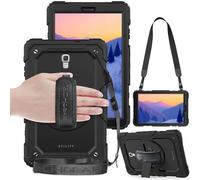 TECHGEAR UTILITY Custodia Compatibile con Samsung Galaxy Tab A 10.5" (SM-T590) Custodia Antiurto Resistente supporto integrato girevole a 360 gradi, cinturino a mano e tracolla attaccabile - Nero