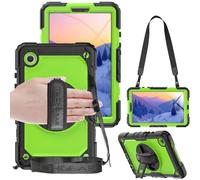 TECHGEAR UTILITY - Custodia per Samsung Galaxy Tab A9 da 8,7" (SM-X110 / SM-X115), resistente, antiurto, con supporto girevole a 360°, cinturino da polso e tracolla, colore: verde