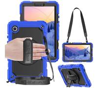 TECHGEAR UTILITY - Custodia per Samsung Galaxy Tab A9 da 8,7" (SM-X110 / SM-X115), resistente, antiurto, con supporto girevole a 360°, cinturino da polso e tracolla, colore: blu
