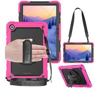 TECHGEAR UTILITY - Custodia per Samsung Galaxy Tab A9 Plus da 11" (SM-X210/SM-X215), resistente, antiurto, con supporto girevole a 360°, cinturino da polso e tracolla, rosa