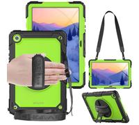 TECHGEAR UTILITY - Custodia per Samsung Galaxy Tab A9 Plus da 11" (SM-X210/SM-X215), resistente, antiurto, con supporto girevole a 360°, cinturino da polso e tracolla, colore: verde