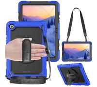 TECHGEAR UTILITY - Custodia per Samsung Galaxy Tab A9 Plus da 11" (SM-X210/SM-X215), resistente, antiurto, con supporto girevole a 360°, cinturino da polso e tracolla, colore: blu