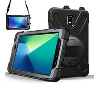 TECHGEAR X-Case - Custodia per Samsung Galaxy Tab Active 2 da 8" (SM-T390 / SM-T395), resistente, antiurto, con supporto girevole a 360°, cinghia da polso e tracolla, colore nero