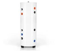 Techglobe Bollitore 400 L per pompa di calore, DUPLEX 2205, 4 m² | Struttura verticale isolamento PUR 50 mm, larghezza 70 cm, altezza 159 cm, peso 101 kg, posa stabile a pavimento