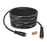 TECHKAR Tubo Flessibile per Idropulitrice + Tubo in Gomma con Treccia in Acciaio - Compatibile con Kärcher Wap Alto Kränzle e Altri W Filetto Maschio M22-250bar Dado di Raccordo M22 Doppio 30 m