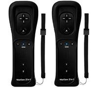 TechKen Controller Linker Wii con Motion Plus Integrato - Telecomando con Custodia in Silicone e Cinturino - 2 Pezzi