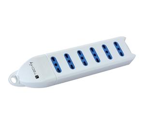 Techly 021659 Multipresa 6 Posti Italiana Bipasso Senza Cavo Bianco Bianco