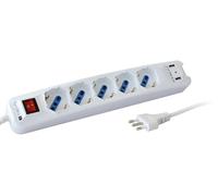 Techly 023899 Multipresa 5 Posti Italiana Bipasso con 2 Prese USB Bianco