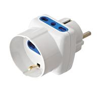 Techly Adattatore triplo 100136 Spina Schuko a prese bipasso, Bianco