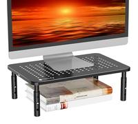 Techly Supporto per Monitor Ergonomico Regolabile con 3 Altezze in Metallo Nero