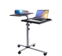 Techly 101485 Carrello per Proiettore e Notebook a Due Ripiani Regolabile in Altezza Nero/Argento