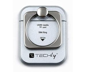 Techly 102673 Anello e Supporto per Smartphone Silver Silver