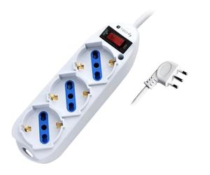 Techly 103021 Multipresa 3 Posti Italiana Bipasso/Schuko con Spina 10A Bianco