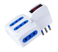 Techly 103076 Adattatore con Spina 10A e 4 Prese Italiane 10A Bianco