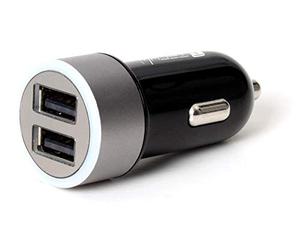 Techly 105322 Caricatore da Auto Universale 2 Porte USB con Uscita 4,8A Nero Nero/Argento