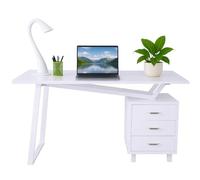 Techly Scrivania per Computer con Tre Cassetti Bianco opaco effetto legno