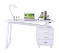 Techly Scrivania per Computer con Tre Cassetti Bianco opaco effetto legno