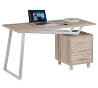 Techly Scrivania per Computer dal Design Moderno con Tre Cassetti Quercia