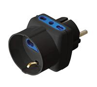 Techly 108651 Adattatore Triplo Spina Schuko a Prese Bipasso con Schuko Nero Nero